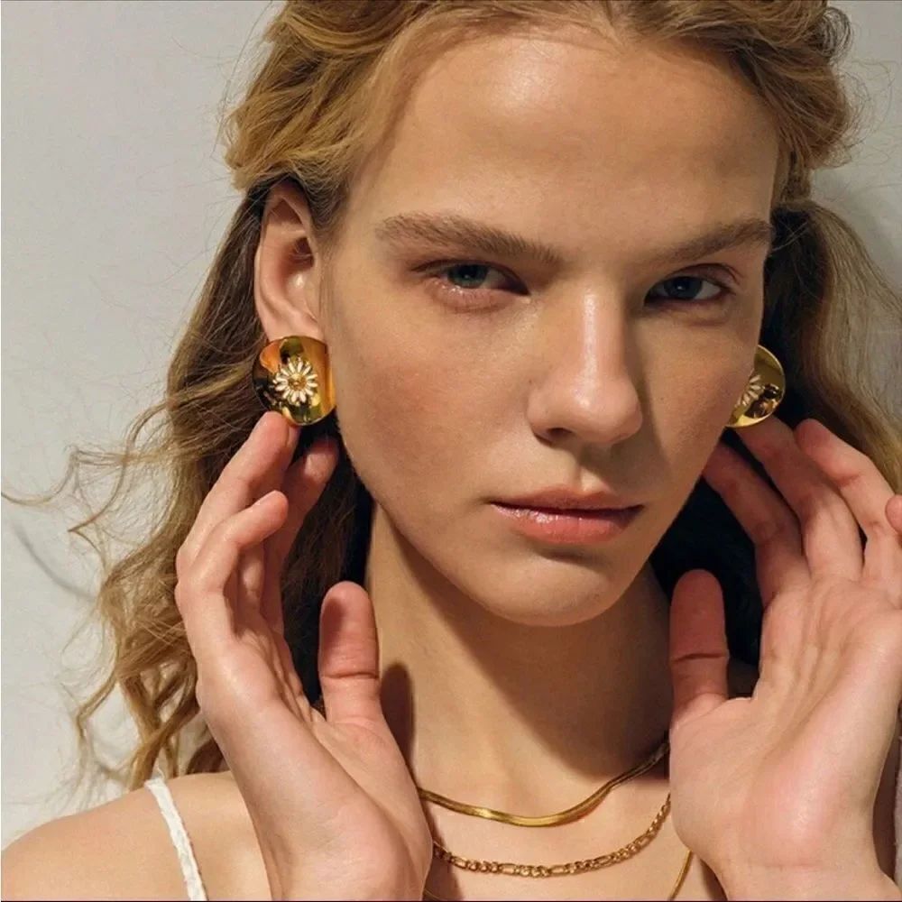 Flower statement earrings M311 - Picture 1 of 4
